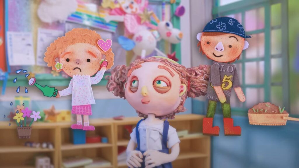 因應劇情需求，會切換使用不同美術風格推動劇情，像是不織布的平面動畫。（圖／《我是陳派派》）